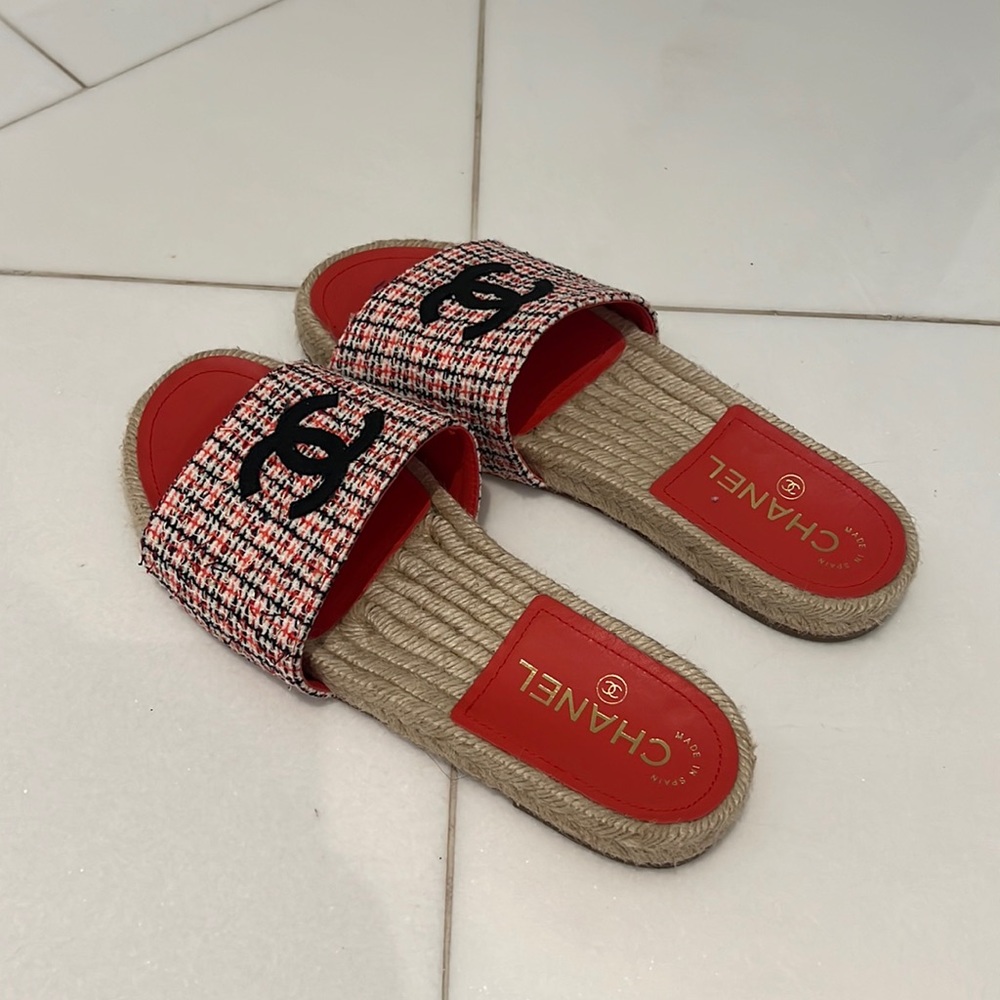 New Chanel Tweed Slides with Monogram